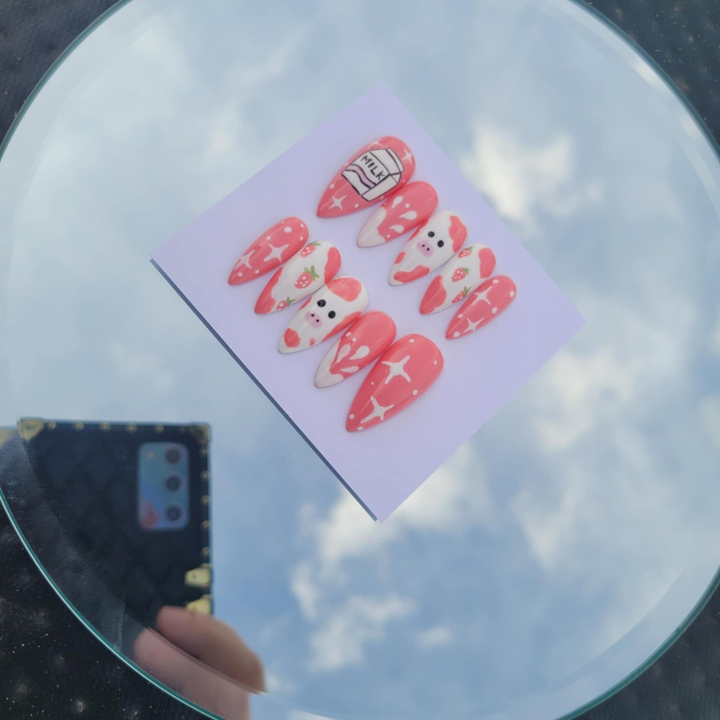 Strawberry Milk, Clouds, Strawberry Nails