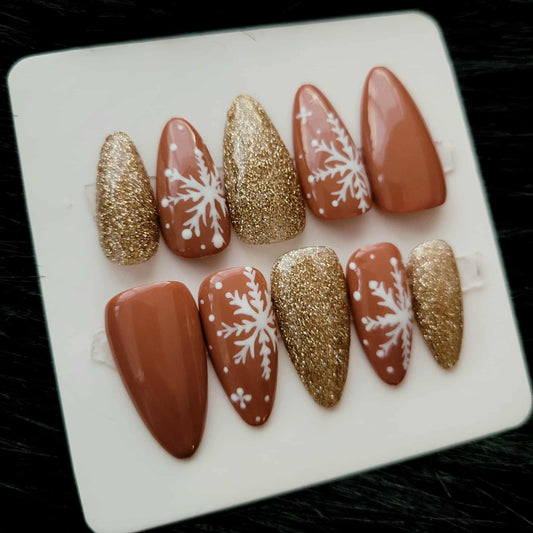 Brown and Gold Snowflakes